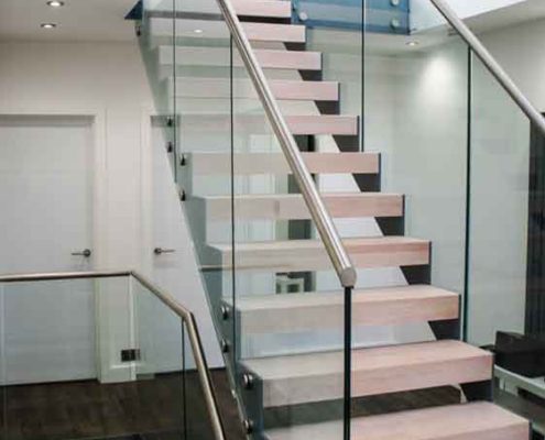 straight flight open riser stair
